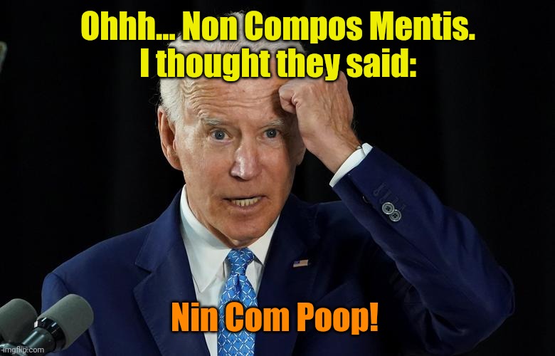 Either way, Joe... Either way. | Ohhh... Non Compos Mentis.
I thought they said:; Nin Com Poop! | made w/ Imgflip meme maker