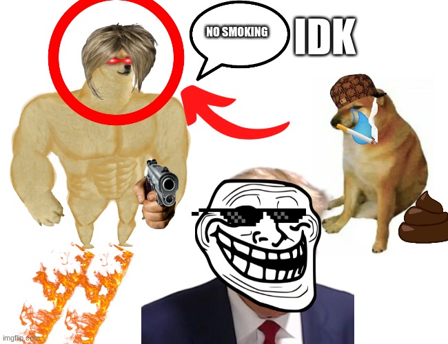 Buff Doge vs. Cheems Meme | IDK; NO SMOKING | image tagged in memes,buff doge vs cheems | made w/ Imgflip meme maker