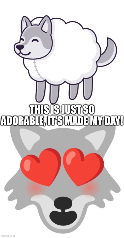 Holy shit that's cute! OwO | THIS IS JUST SO ADORABLE, IT'S MADE MY DAY! | image tagged in google wolf heart eyes | made w/ Imgflip meme maker