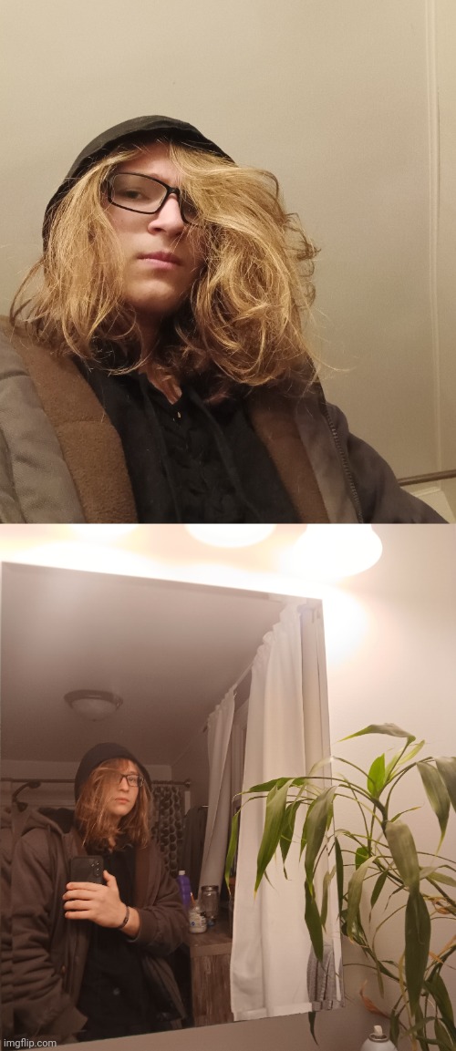 lmao posting this bc i tried something weird and wore a hood for the first time in a while, my hair did odd shit | image tagged in cut my life into pieces looking ass mf,posting this then leaving for dinner,no way exlgipse face reveal 2 | made w/ Imgflip meme maker
