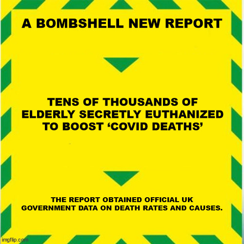 This paper shows that the UK spike in deaths, wrongly attributed to COVID-19 in April 2020 | A BOMBSHELL NEW REPORT; TENS OF THOUSANDS OF ELDERLY SECRETLY EUTHANIZED TO BOOST ‘COVID DEATHS’; THE REPORT OBTAINED OFFICIAL UK GOVERNMENT DATA ON DEATH RATES AND CAUSES. | image tagged in uk covid slogan,uk data,elderly secretly euthanized,boost covid death numbers,midazolam,covid | made w/ Imgflip meme maker