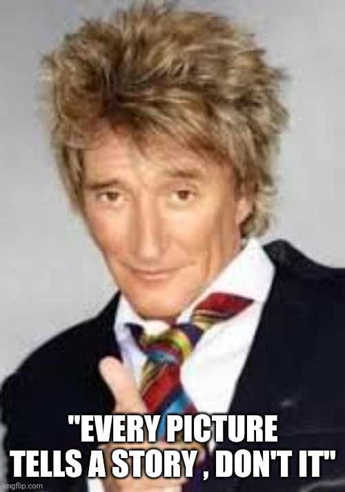 Rod Stewart BD Meme | "EVERY PICTURE TELLS A STORY , DON'T IT" | image tagged in rod stewart bd meme | made w/ Imgflip meme maker
