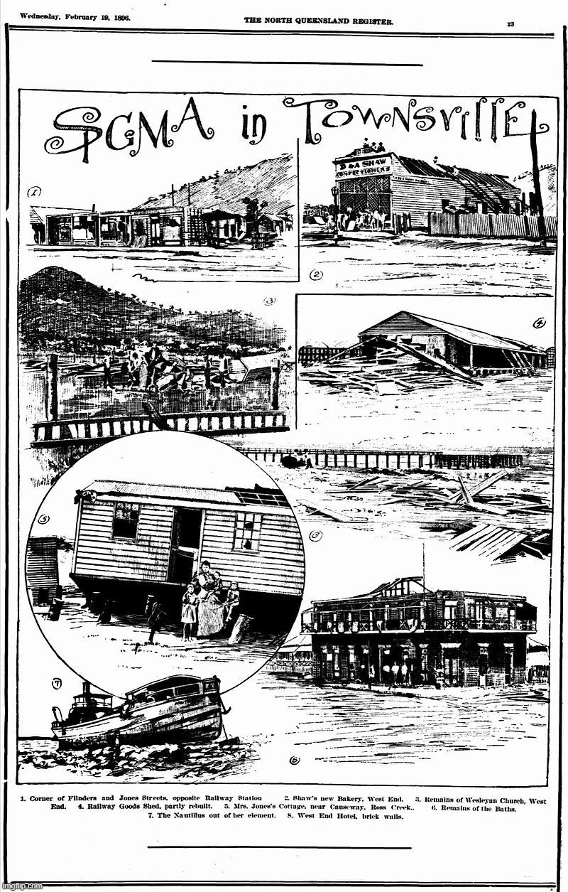 damage sketches taken in the aftermath of Tropical Cyclone Sigma, circa 1896 | made w/ Imgflip meme maker