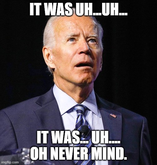 Joe Biden | IT WAS UH...UH... IT WAS... UH....
OH NEVER MIND. | image tagged in joe biden | made w/ Imgflip meme maker