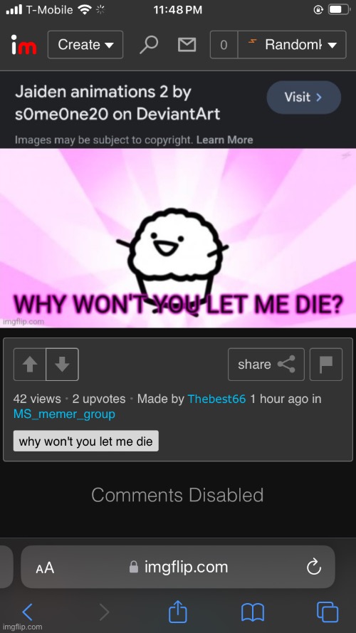 Bro done disabled the comments | made w/ Imgflip meme maker
