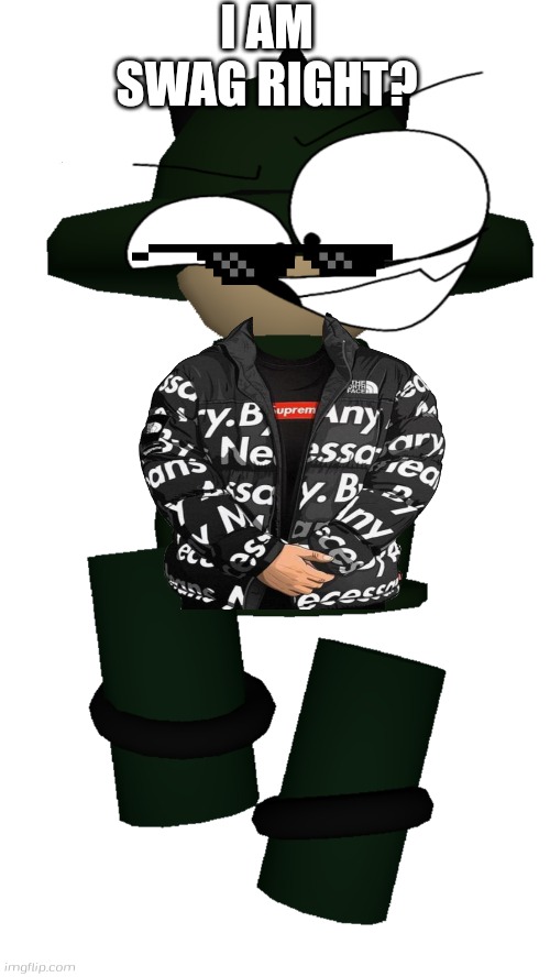Bomius swag | I AM SWAG RIGHT? | image tagged in bomius from vs banbodi,dave and bambi,bambi purgatory,swag,banbodi,drip | made w/ Imgflip meme maker