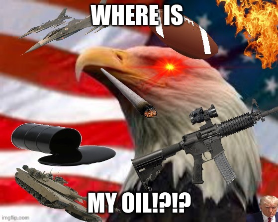 WHERE IS IT | WHERE IS; MY OIL!?!? | image tagged in america,oil | made w/ Imgflip meme maker