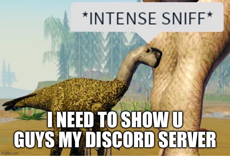 Intense sniff | I NEED TO SHOW U GUYS MY DISCORD SERVER | image tagged in intense sniff | made w/ Imgflip meme maker