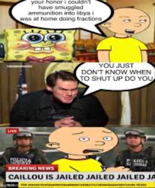 image tagged in caillou,spongebob | made w/ Imgflip meme maker