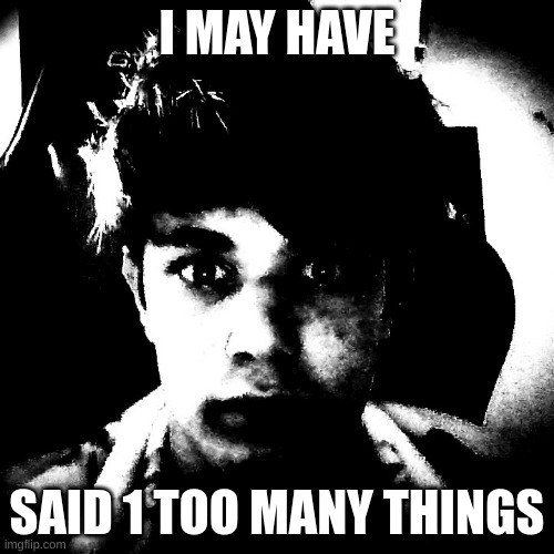 ruth tuer j | I MAY HAVE; SAID 1 TOO MANY THINGS | image tagged in scary riplos | made w/ Imgflip meme maker