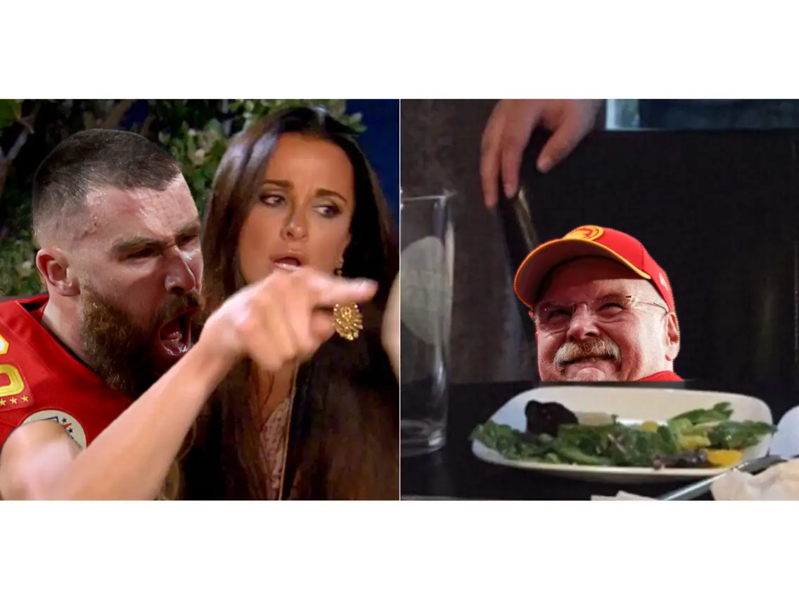 Travis Kelce Yelling and Andy Reid Blank Meme Template