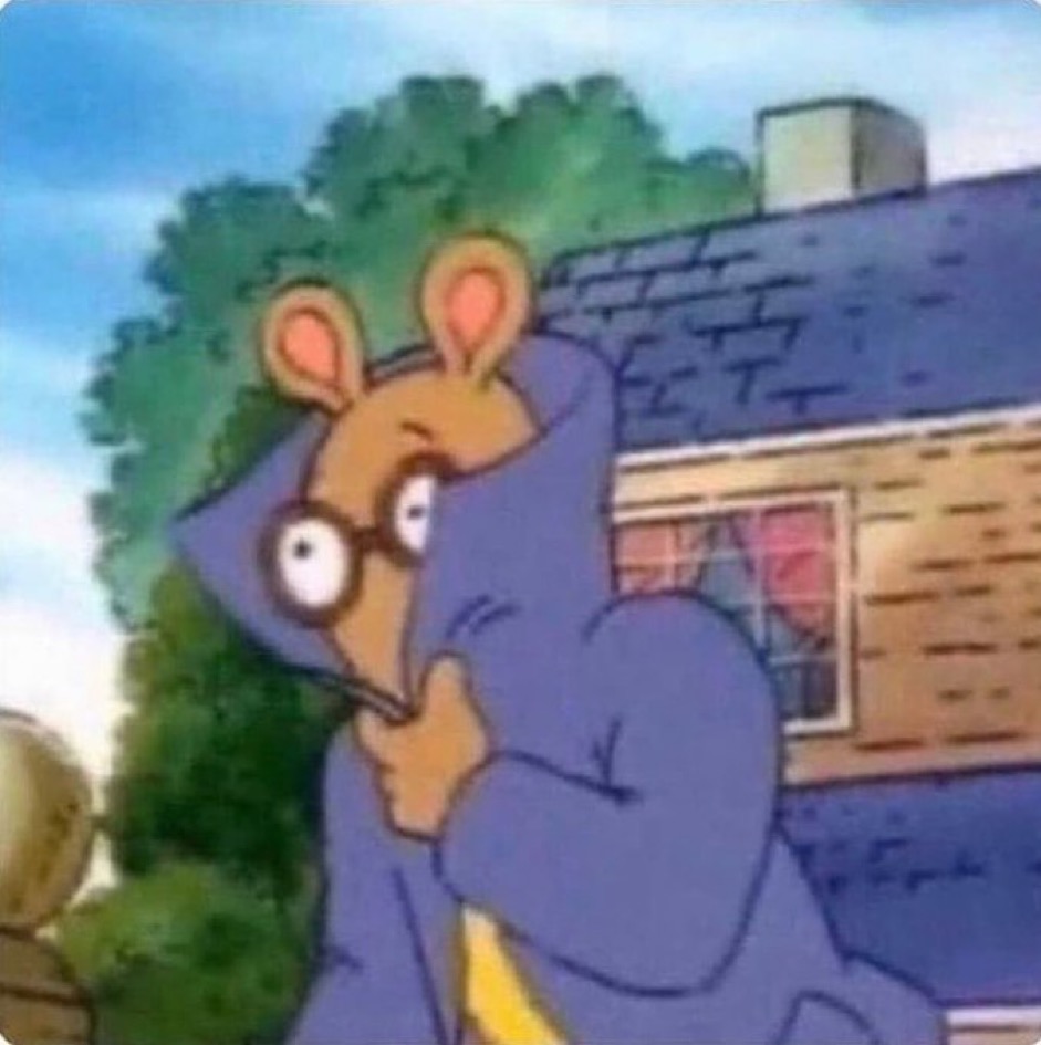 Arthur hiding in a coat Blank Meme Template