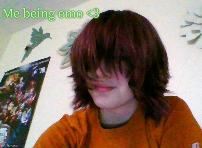 ehe | Me being emo <3 | image tagged in face reveal | made w/ Imgflip meme maker