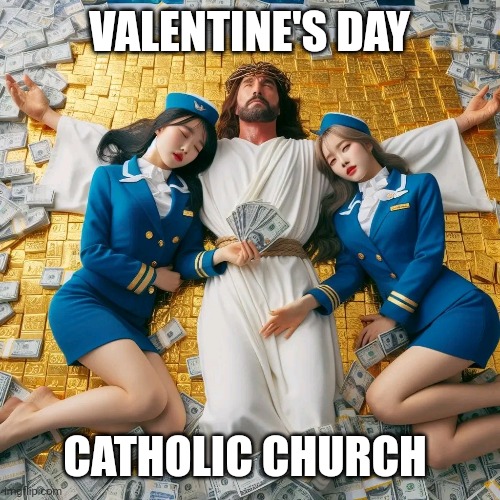 Valentine day | VALENTINE'S DAY; CATHOLIC CHURCH | image tagged in valentine's day | made w/ Imgflip meme maker