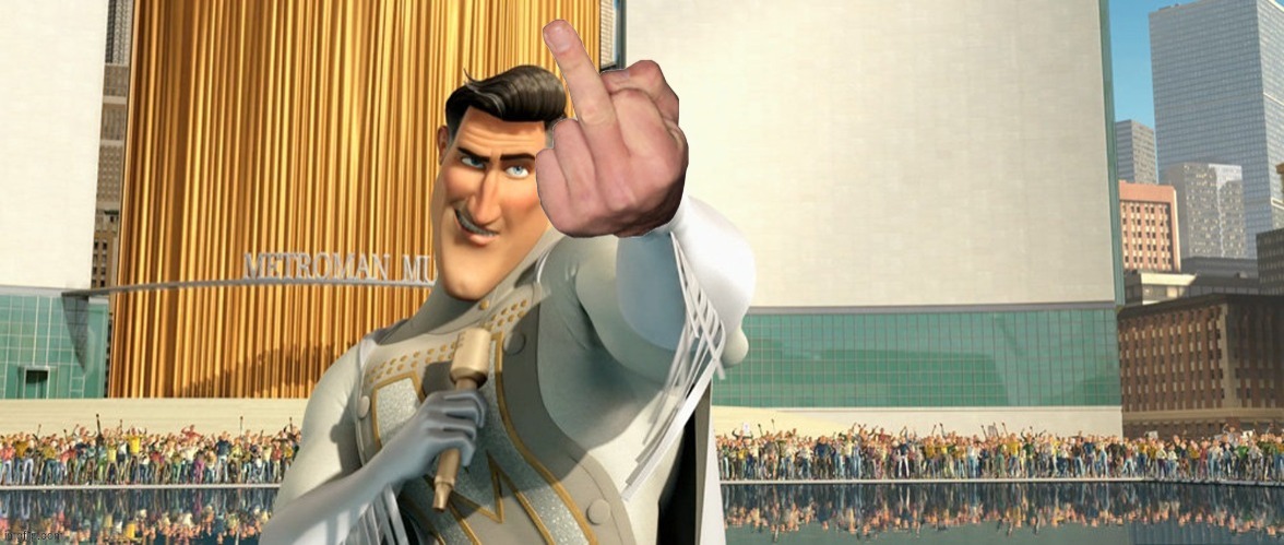 metroman middle finger | image tagged in metroman middle finger | made w/ Imgflip meme maker