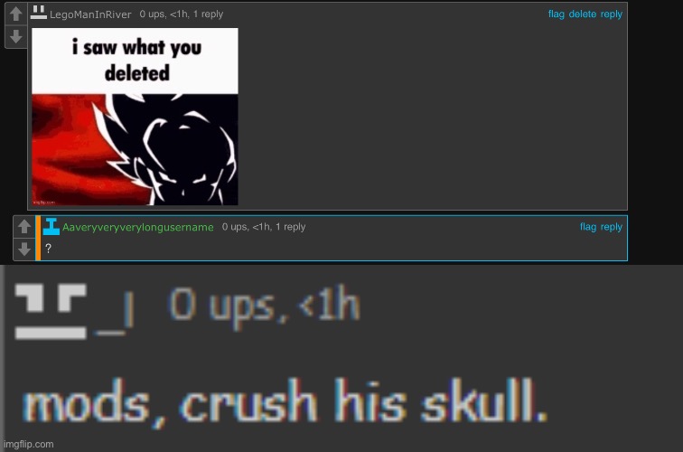 image tagged in mods crush his skull | made w/ Imgflip meme maker
