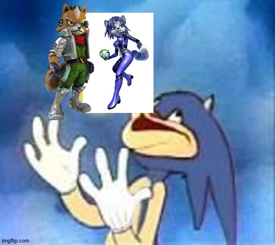 Sonic loves Fox McCloud and Krystal as a Couple | image tagged in joyful sonic,star fox,crossover,sonic the hedgehog | made w/ Imgflip meme maker