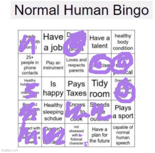 Normal human bingo | image tagged in normal human bingo,dam,damn | made w/ Imgflip meme maker