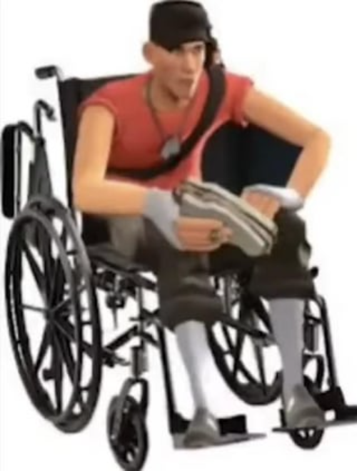 Scout but in a wheelchair Blank Meme Template