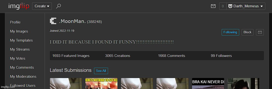 lol @moonman | made w/ Imgflip meme maker