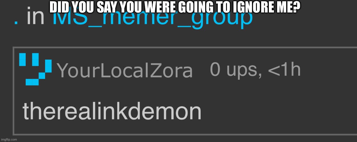 DID YOU SAY YOU WERE GOING TO IGNORE ME? | made w/ Imgflip meme maker