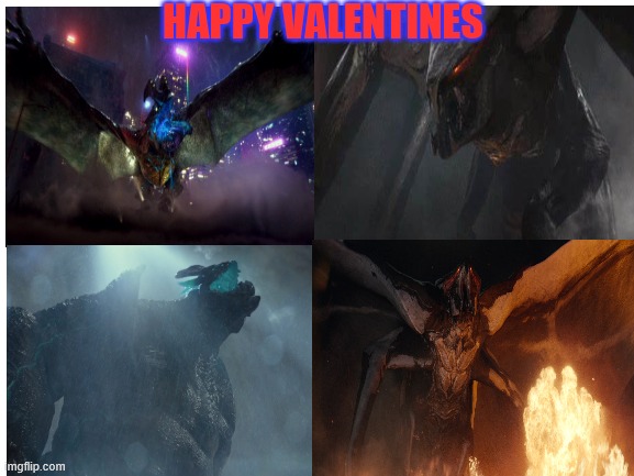 only official kaiju mates i could think of | HAPPY VALENTINES | image tagged in kaiju,valentines,relationships | made w/ Imgflip meme maker