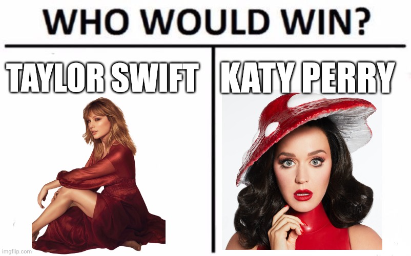 When it comes to a music battle, Taylor Swift would definitely win. | TAYLOR SWIFT; KATY PERRY | image tagged in memes,who would win | made w/ Imgflip meme maker