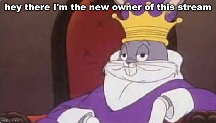 let me know if I should change anything | hey there I'm the new owner of this stream | image tagged in bugs bunny king | made w/ Imgflip meme maker