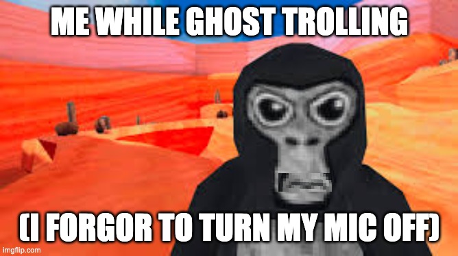 BUT IM A REAL GHOST | ME WHILE GHOST TROLLING; (I FORGOR TO TURN MY MIC OFF) | image tagged in gorilla tag | made w/ Imgflip meme maker