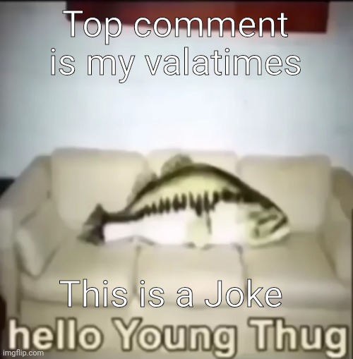 Hello Young Thug | Top comment is my valatimes; This is a Joke | image tagged in hello young thug | made w/ Imgflip meme maker