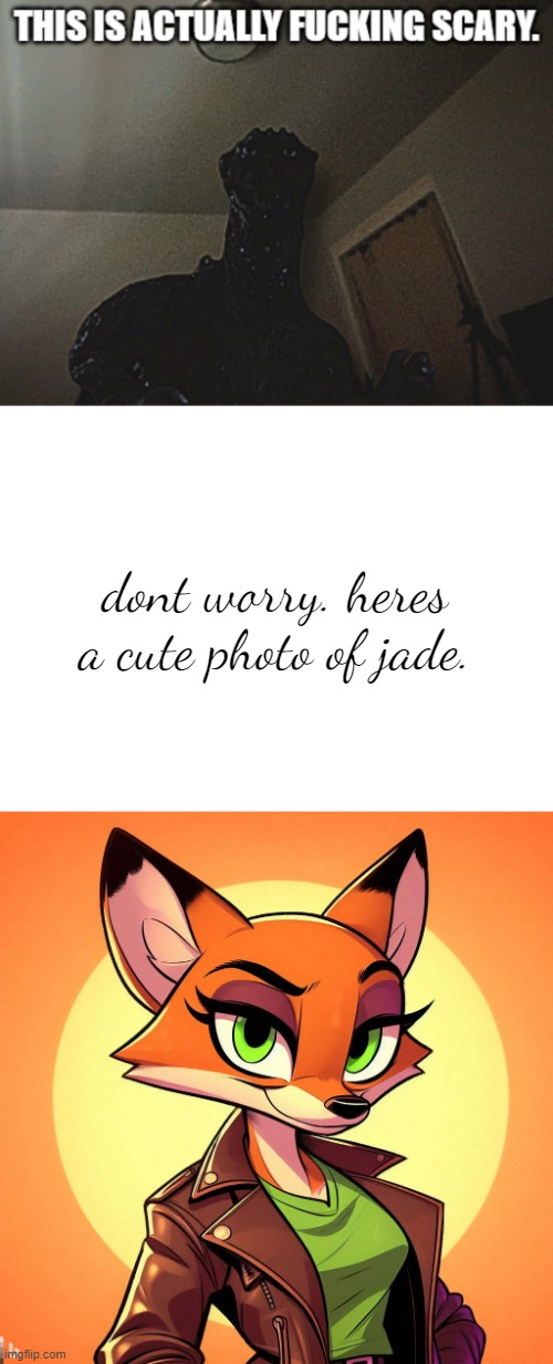 the image of godzilla is actually terrifying.(Morpeko: blud looks dissappointed) | dont worry. heres a cute photo of jade. | image tagged in cute,cartoon,godzilla,movie,memes,funny | made w/ Imgflip meme maker