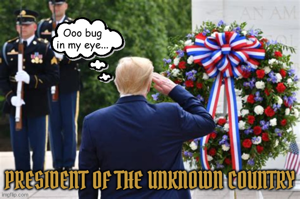 Citizen of the Unknown Country | Ooo bug in my eye... PRESIDENT OF THE UNKNOWN COUNTRY | image tagged in the unknown disrespect,bone spurs in his eye,i got more than bush with covid,maga maniac,then there's cake,suckers and losers | made w/ Imgflip meme maker