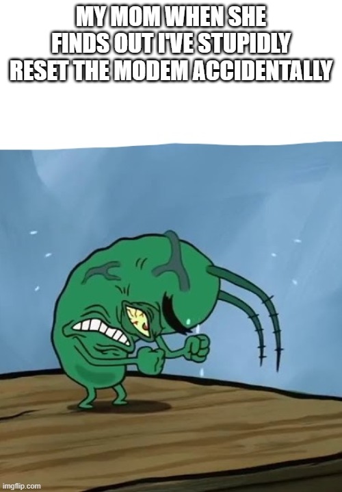 And I can tell by the tone of your voice when you're mad even when u should say youre not | MY MOM WHEN SHE FINDS OUT I'VE STUPIDLY RESET THE MODEM ACCIDENTALLY | image tagged in plankton mad spongebob movie,memes,relatable,dank memes,plankton,because it's true | made w/ Imgflip meme maker