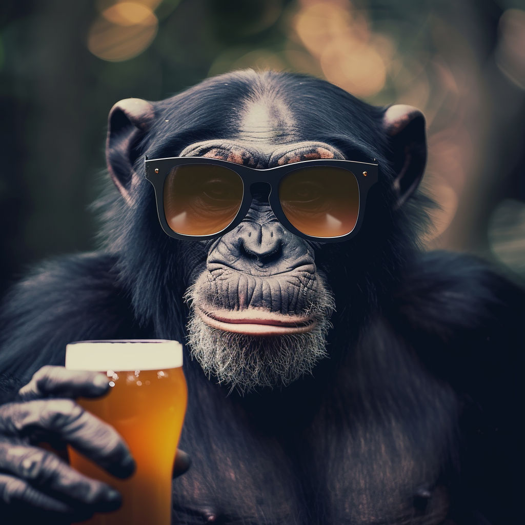 High Quality Monkey with beer Blank Meme Template