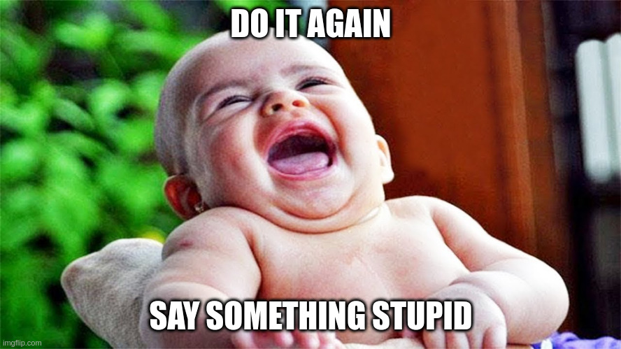 DO IT AGAIN; SAY SOMETHING STUPID | image tagged in funny memes | made w/ Imgflip meme maker