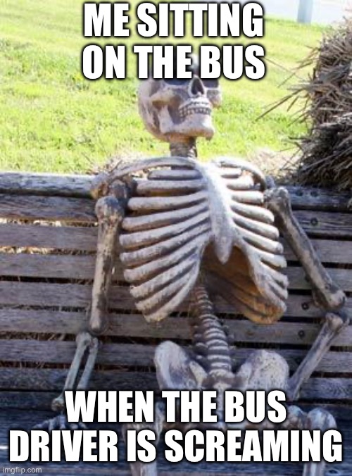 Waiting Skeleton Meme | ME SITTING ON THE BUS; WHEN THE BUS DRIVER IS SCREAMING | image tagged in memes,waiting skeleton | made w/ Imgflip meme maker