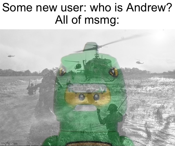 Lego ptsd | Some new user: who is Andrew?
All of msmg: | image tagged in lego ptsd | made w/ Imgflip meme maker