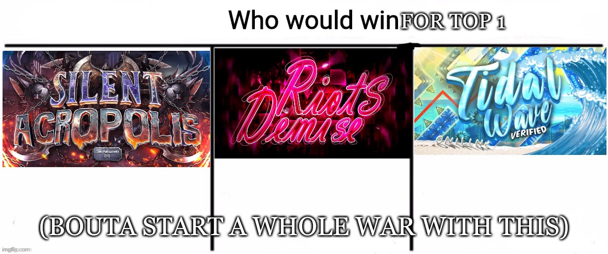 oh boy.. | FOR TOP 1; (BOUTA START A WHOLE WAR WITH THIS) | image tagged in 3x who would win | made w/ Imgflip meme maker