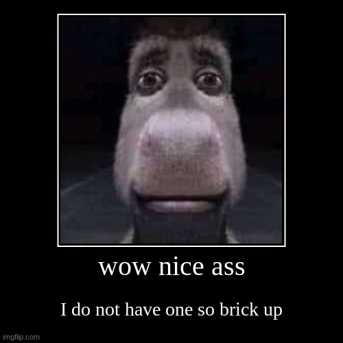 wow nice ass | I do not have one so brick up | image tagged in funny,demotivationals | made w/ Imgflip demotivational maker