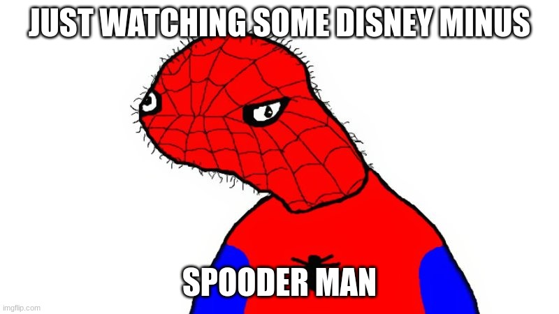 spooder man | JUST WATCHING SOME DISNEY MINUS; SPOODER MAN | image tagged in spooder man | made w/ Imgflip meme maker