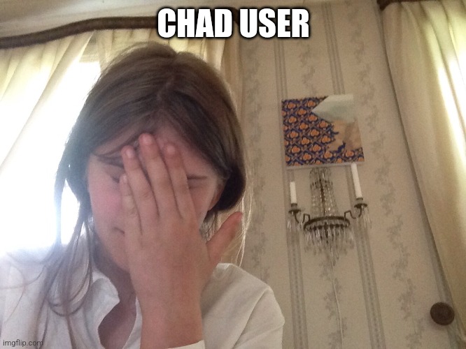 DarthSwede face palm | CHAD USER | image tagged in darthswede face palm | made w/ Imgflip meme maker