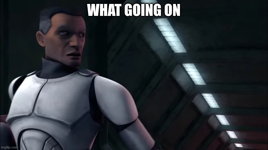 clone trooper | WHAT GOING ON | image tagged in clone trooper | made w/ Imgflip meme maker