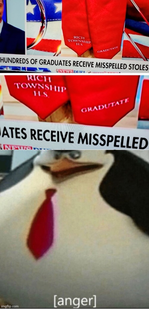 "Misspelled stoles" | image tagged in anger thicc skipper,graduates,graduate,you had one job,memes,spelling error | made w/ Imgflip meme maker