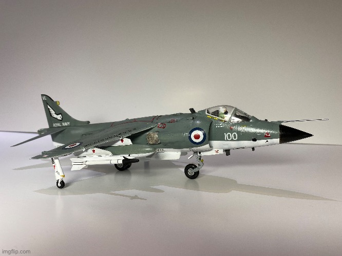 Here is another model I made & painted.  (R.A.F. Sea Harrier 1/48 ) more photos in the comments. | image tagged in hobbies,model making,airbrush painting,brush painting,history,share your own photos | made w/ Imgflip meme maker