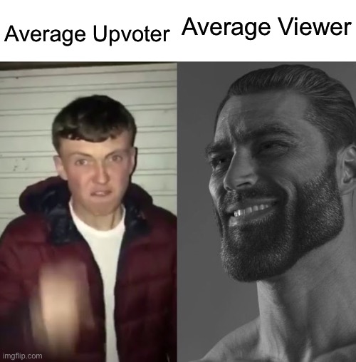 I view more often than upvote | Average Viewer; Average Upvoter | image tagged in average fan vs average enjoyer | made w/ Imgflip meme maker