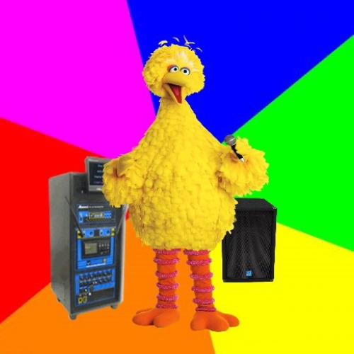 Karaoke Birdie | image tagged in wrong lyrics,big bird,big bird singing,evcg templates,karaoke big bird,karaoke whoopsie | made w/ Imgflip meme maker