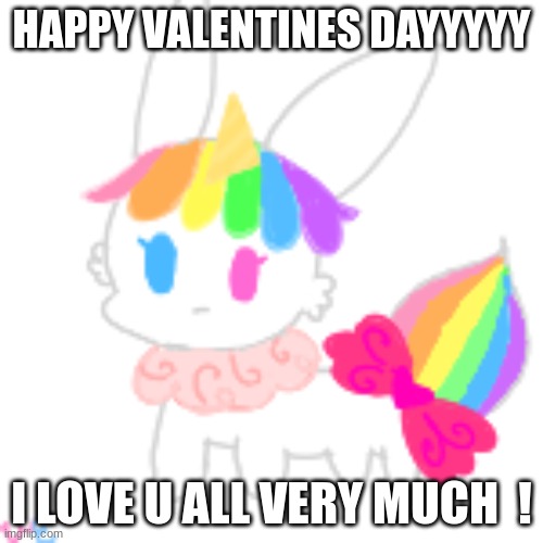 <333 | HAPPY VALENTINES DAYYYYY; I LOVE U ALL VERY MUCH  ! | image tagged in chibi unicorn eevee | made w/ Imgflip meme maker