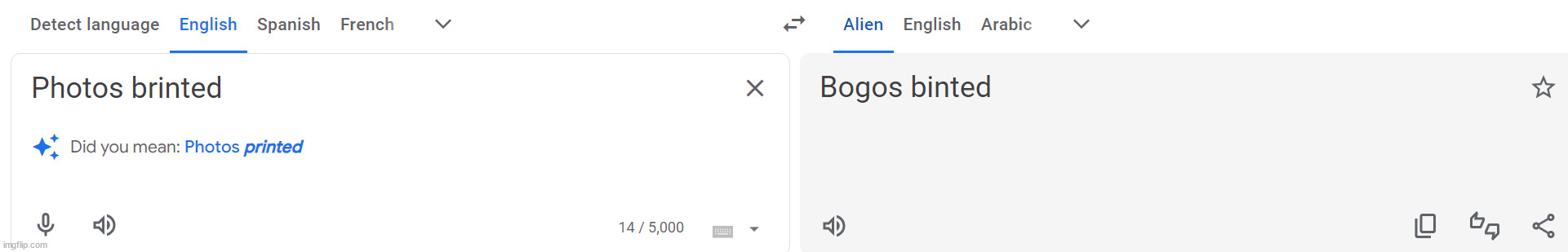 Google Translate just added Alien | made w/ Imgflip meme maker