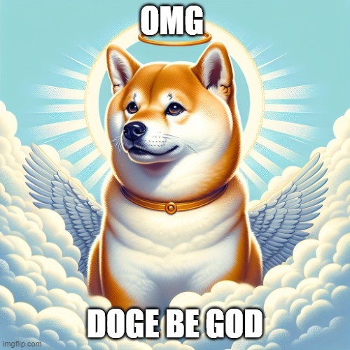 doge be god | OMG; DOGE BE GOD | image tagged in doge,god | made w/ Imgflip meme maker