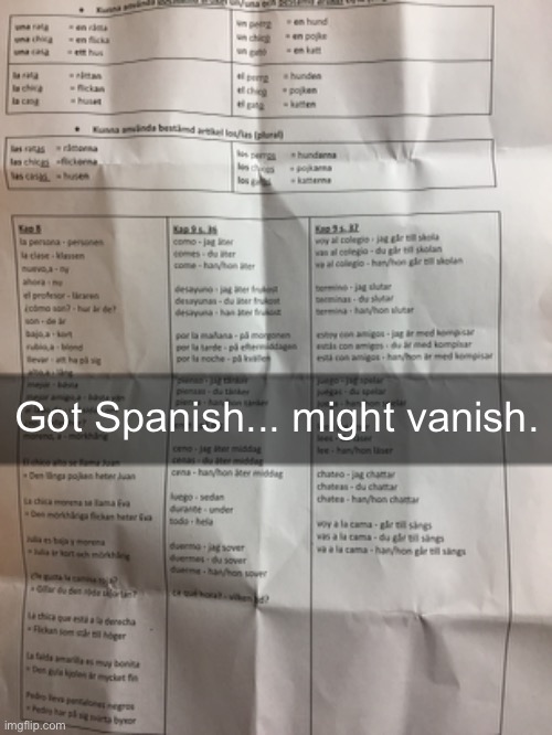 Got Spanish... might vanish. | made w/ Imgflip meme maker
